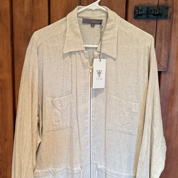 TYSA Womens Fly Me To The Moon Linen Jumpsuit in Neutral Size 4 - Picture 2 of 8